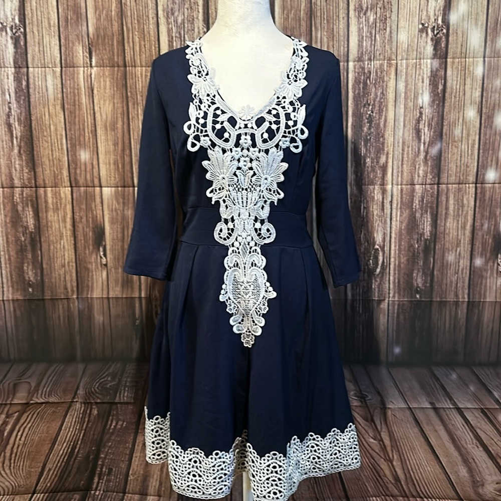 Navy blue and white dress